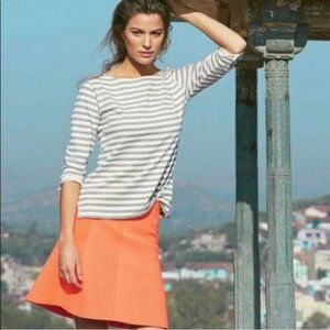 J. Crew High Waisted A-Line Fluted Mini Skirt. Neon Mango. Size 4